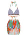 1970s Colorful Swimsuit & Drawstring Skirt Cover Up, vintage skirt, retro style - perfect for women who love vintage and retro fashion