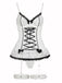 1970s Contrasted Lace Mesh Bow Lace-Up Lingerie Set - vintage fashion, retro style