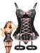 1970s Contrasted Lace Mesh Bow Lace-Up Lingerie Set - vintage fashion, retro style