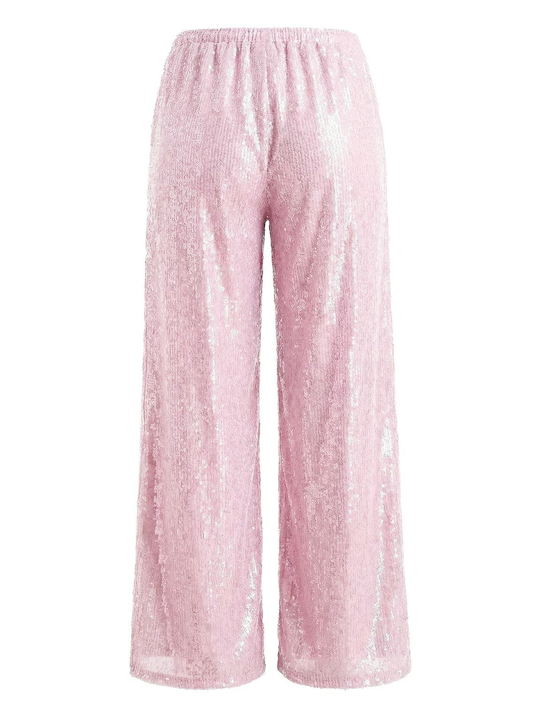 1970s Disco Sequined Wide Leg Casual Pants - vintage fashion, retro style