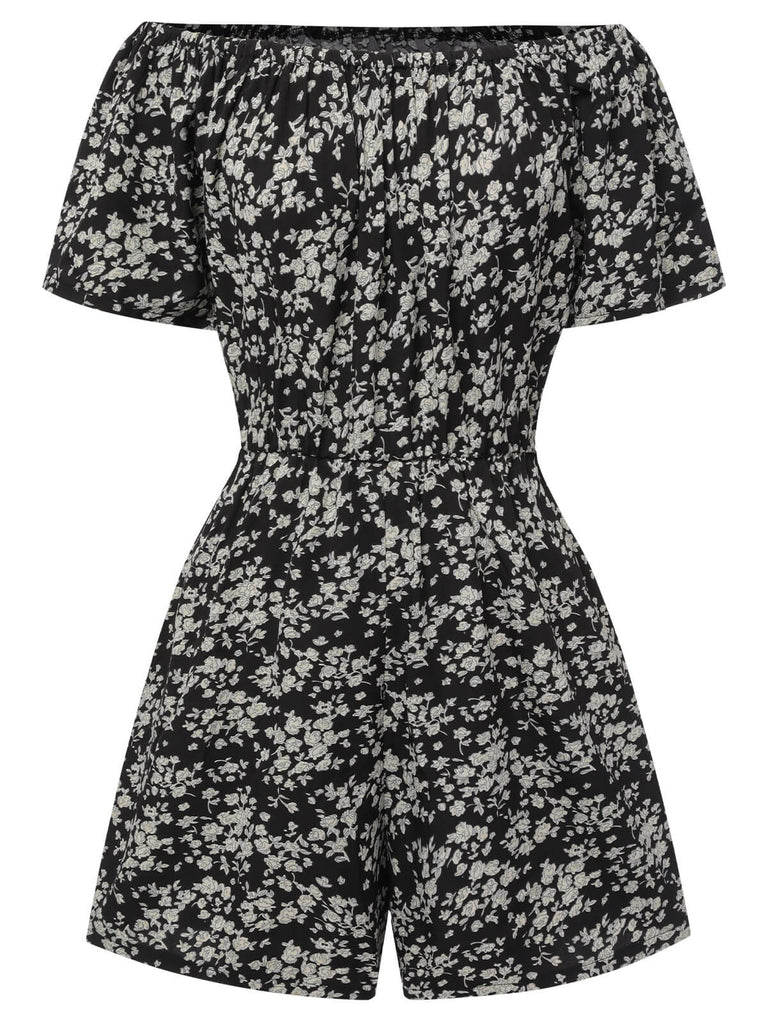 1970s Ditsy Floral Off-Shoulder Romper, vintage romper, retro jumpsuit - perfect for women who love vintage and retro fashion