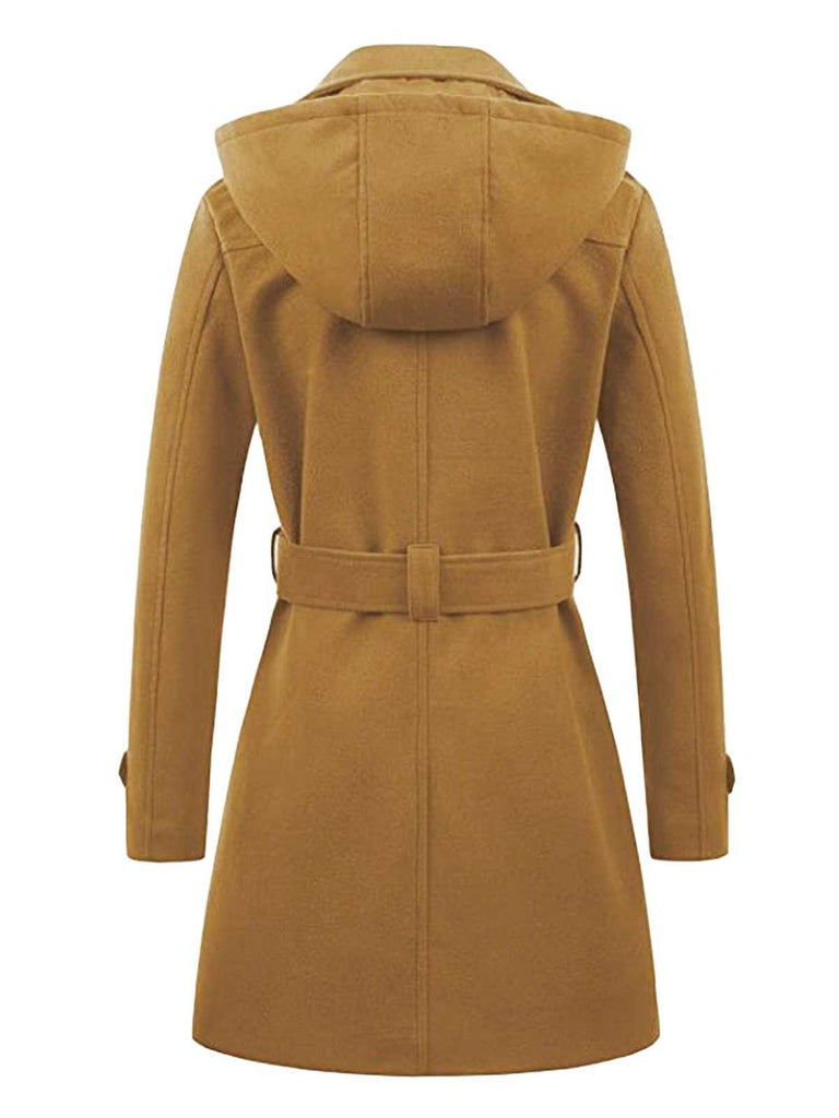 1970s Double-Breasted Faux Wool Hood Coat - vintage fashion, retro style