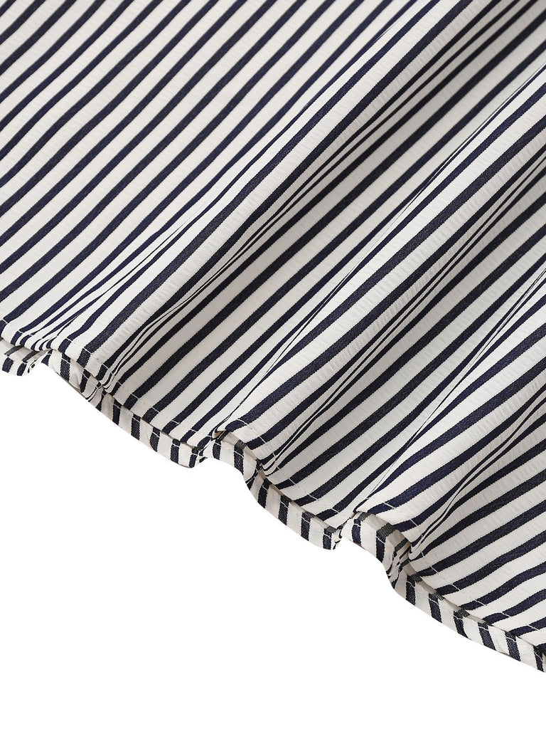 Black&White 1970s Striped Ruched Spaghetti Strap Dress - vintage dress, retro fashion, classic black