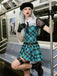 Blue 1970s Plaid Peter Pan Collar Frankie Stein Dress - vintage dress, retro fashion