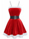 1970s Christmas Velvet Plush Spaghetti Strap Mini Dress - vintage dress, retro fashion