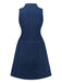 Deep Blue 1970s Denim Lapel Sleeveless Button Dress - vintage dress, retro fashion