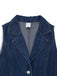 Deep Blue 1970s Denim Lapel Sleeveless Button Dress - vintage dress, retro fashion