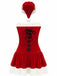 Red 1970s Christmas Plush Lace-Up Strapless Santa Dress - vintage dress, retro fashion, elegant red