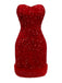 Red 1970s Velvet Sequin Faux Fur Trim Strapless Dress - vintage dress, retro fashion, elegant red