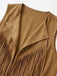 1970s Faux Suede Tassel Disco Vest Set: beautiful vintage outerwear, retro jacket, classic elegance with timeless appeal