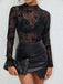 1970s Flocked Floral Mesh Half Turtleneck Slim Top - vintage fashion, retro style