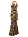 1970s Floral Print Patchwork Halter Jumpsuit - vintage jumpsuit, retro chic for women