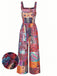 1970s Floral Square Neck Vintage Jumpsuit