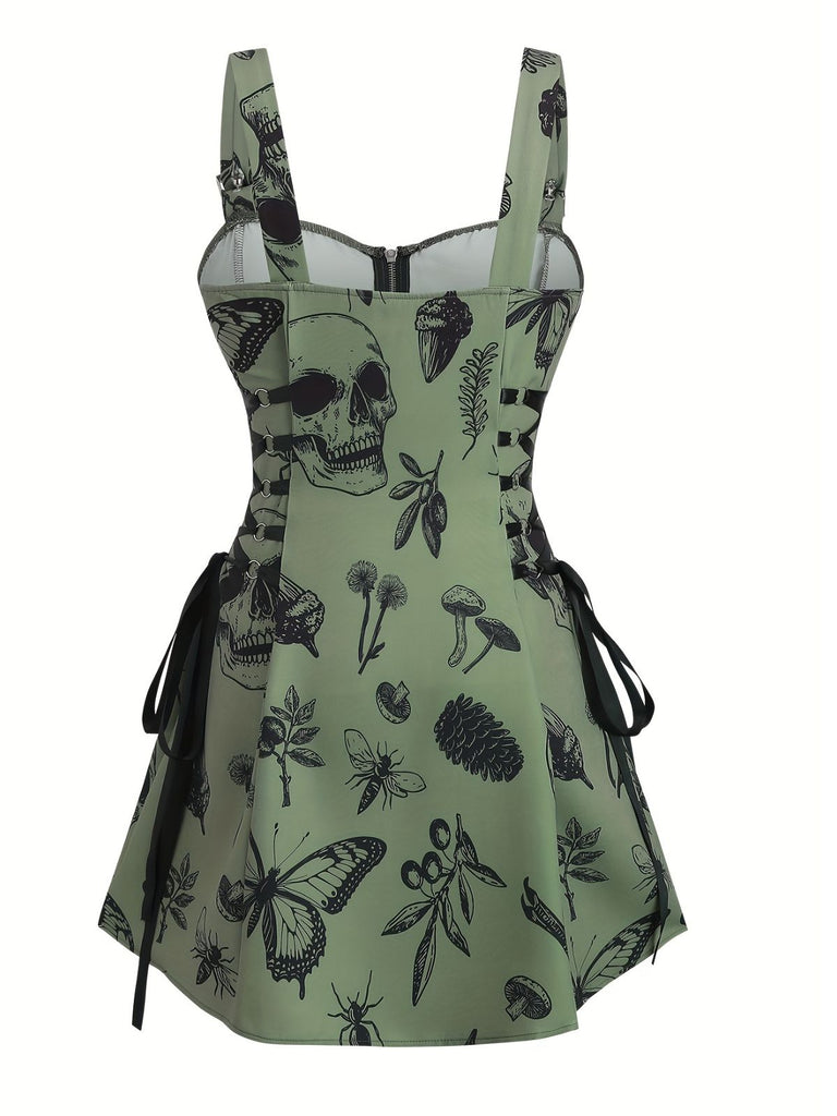 1970s Floral Steampunk Zipper Dress - vintage dress, retro fashion