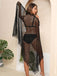 Black 1970s Fringe Mesh Beach Cover Up, bohemian cover up, beach wear - perfect for women who love vintage and retro fashion
