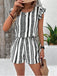 Red 1940s Print Striped Ruffle Romper 2