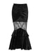 1970s Gothic Velvet Lace Tiered Mermaid Skirt, vintage skirt, retro style - perfect for women who love vintage and retro fashion