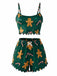 Green 1970s Gingerbread Cookie Candy Satin Pajama Set - vintage fashion, retro style