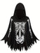 1970s Halloween Skeleton Bone Print Hooded Cape - vintage fashion, retro style