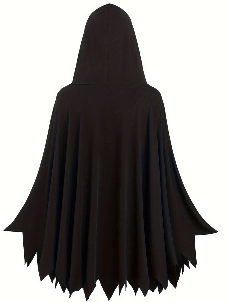 1970s Halloween Skeleton Bone Print Hooded Cape - vintage fashion, retro style