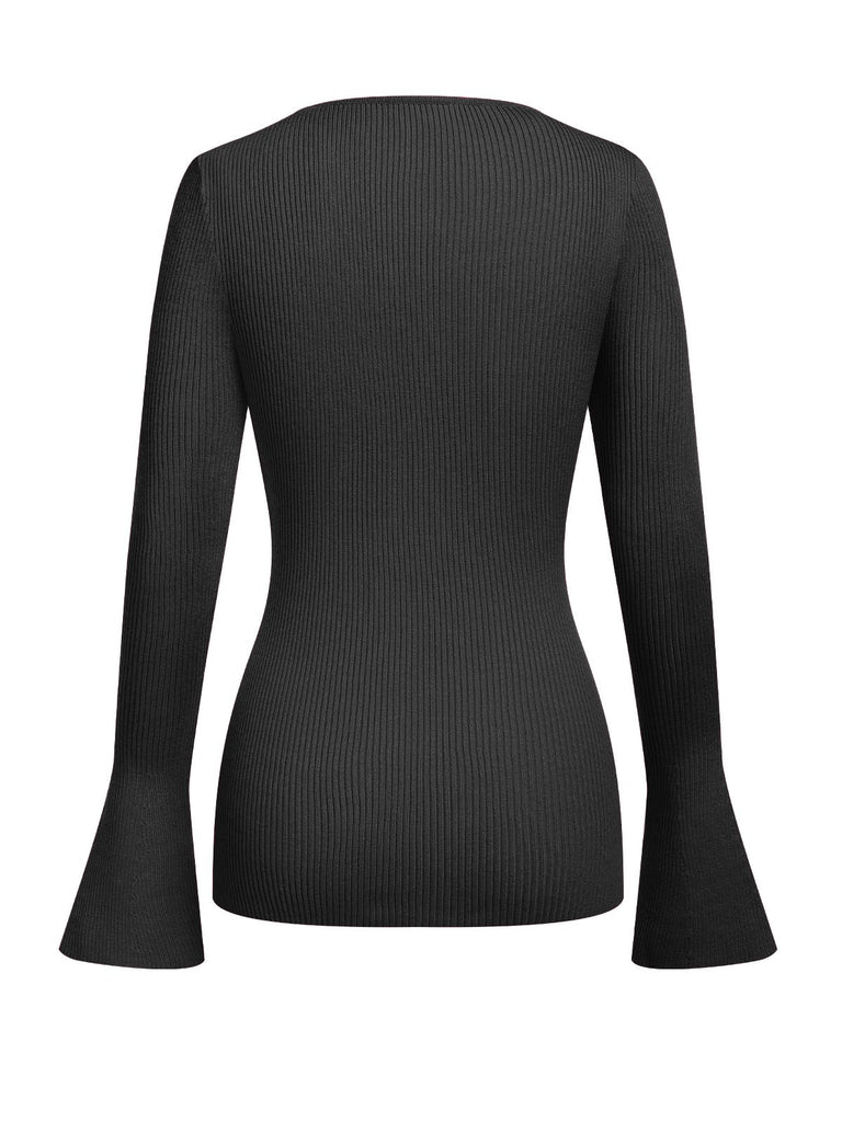 1970s Heart Cutout Knitted Solid Sweater — 1970s vintage charm for her modern wardrobe