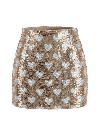 1970s Heart Sequined High Rise Bodycon Skirt - vintage skirt, retro style for vintage lovers