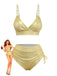 1970s High-Waist Metallic Shimmer Bikini Set - vintage fashion, retro style