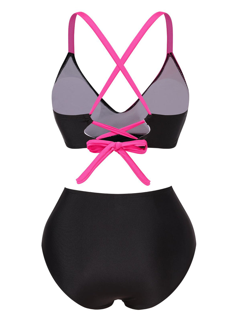 1970s Irregular Contrast Color Swimsuit: 1970s Riviera elegance, reimagined for her