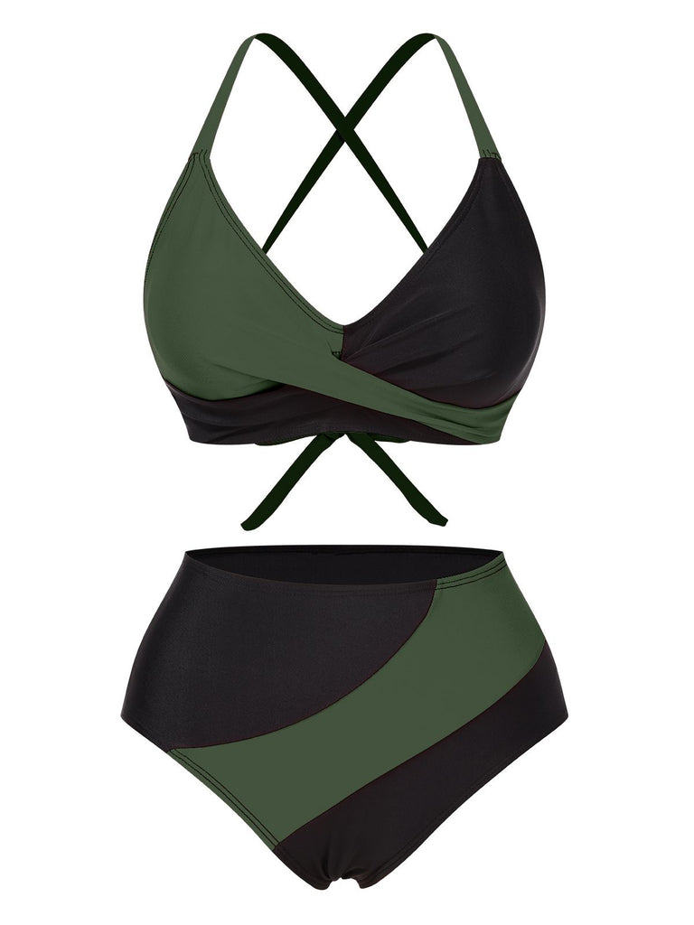 1970s Irregular Contrast Color Swimsuit — because 1970s glamour never goes out of style