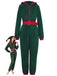 Green 1970s Christmas Sherpa Hooded Jumpsuit Pajama - vintage jumpsuit, retro fashion