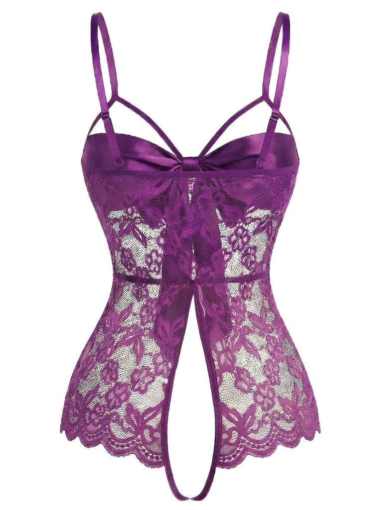 1970s Lace Satin Bow Adjustable Straps Lingerie - vintage fashion, retro style