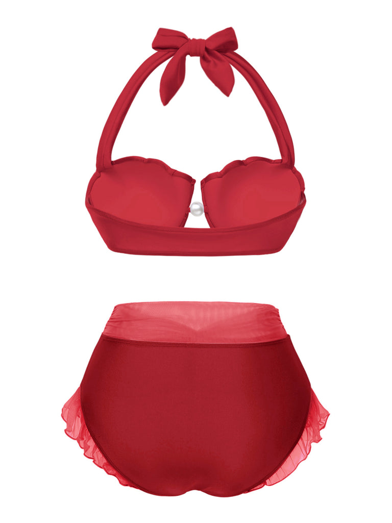 1970s Mermaid Shell Halter Bikini Set, classic vintage style summer beach collection