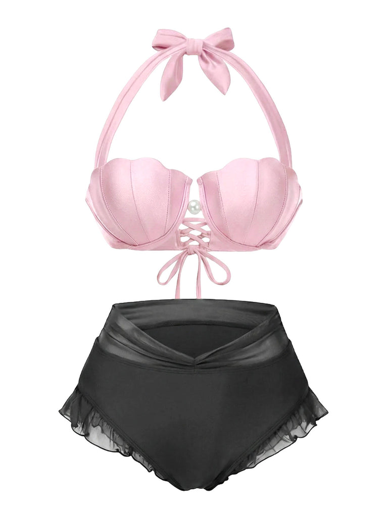 1970s Mermaid Shell Halter Bikini Set - vintage fashion, retro style