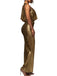 1970s Metallic Cowl Deep V-Neck Bodycon Dress - vintage dress, retro fashion