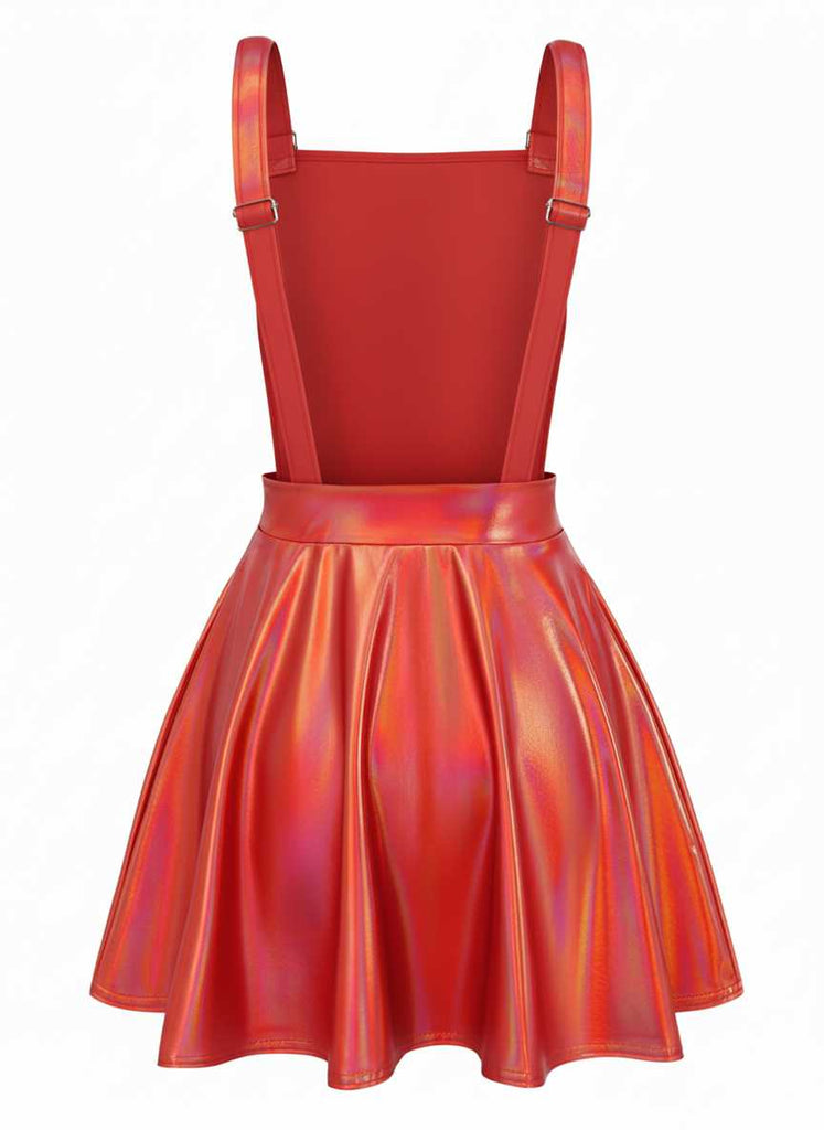 1970s Metallic Holographic Suspender Dress - vintage dress, retro fashion