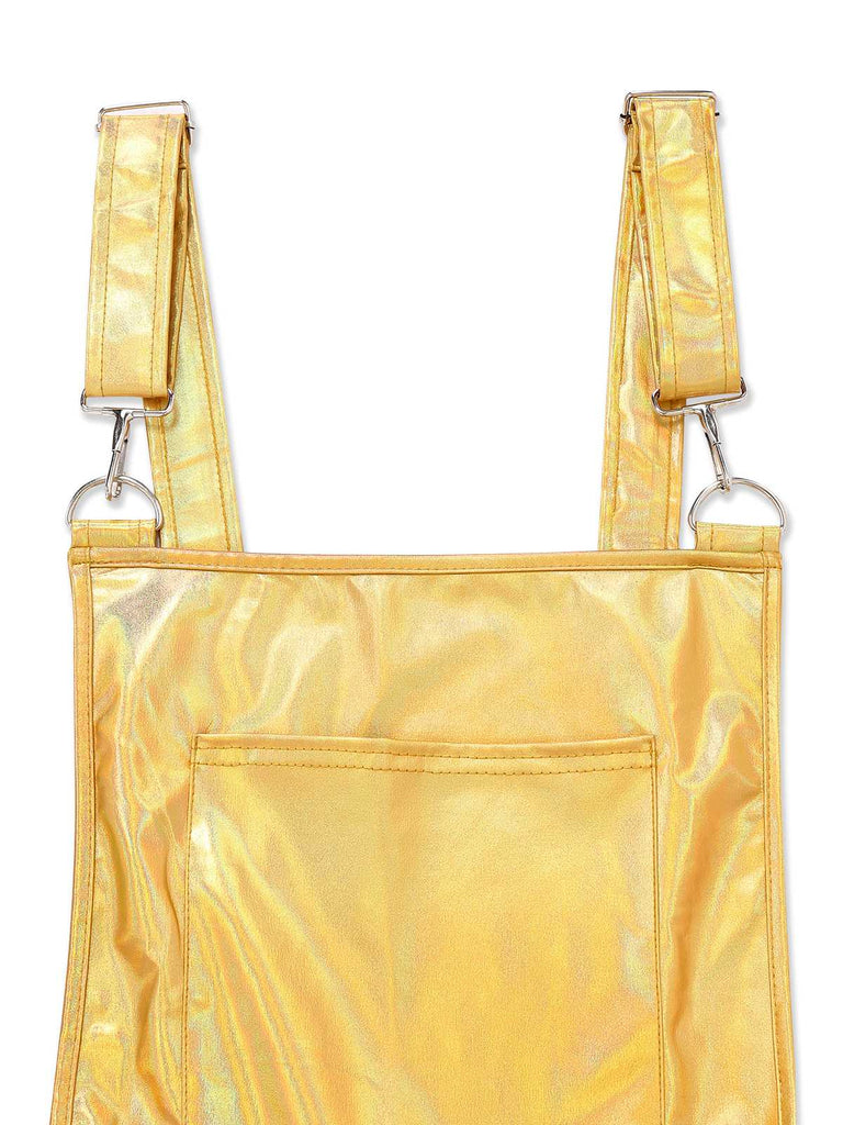 1970s Metallic Holographic Suspender Dress - vintage dress, retro fashion