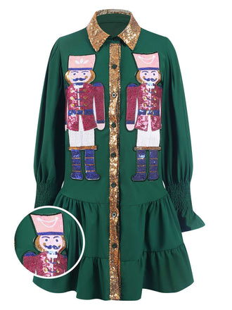 1970s Nutcracker Lapel Sequin Dress, vintage dress, retro fashion - perfect for women who love vintage and retro fashion
