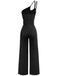 1970s One-Shoulder Studded Belted Jumpsuit - vintage jumpsuit, retro fashion