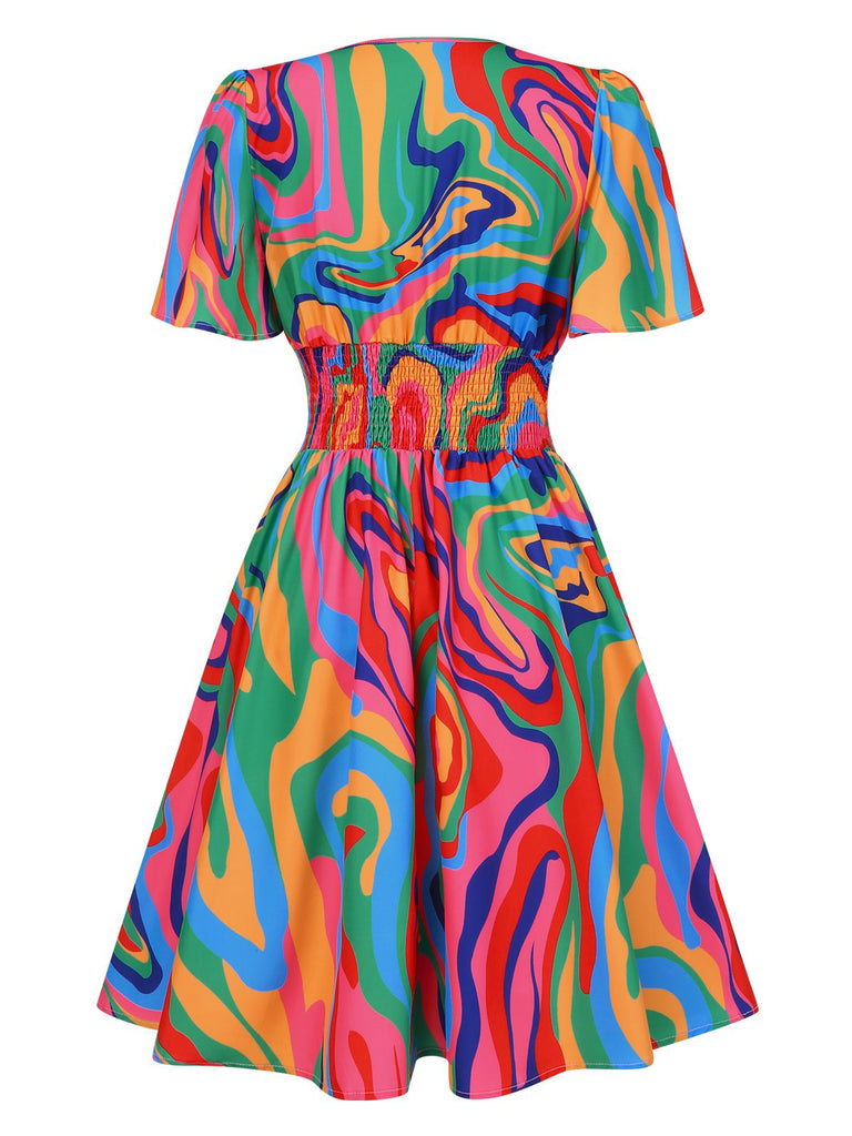 1970s Psychedelic Print VNeck Dress | 1970s | vintage dress, retro fashion