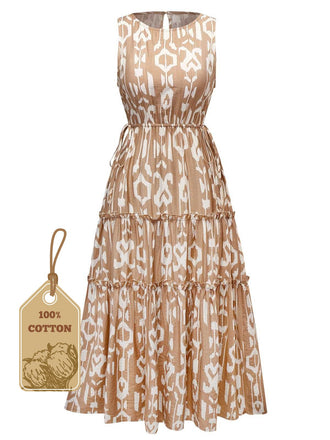 She slips into this 1970s Pure Cotton Round Neck Boho Midi Dress and suddenly it's a 1970s daydream