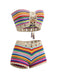 1970s Rainbow Striped Crochet Bandeau Bikini Set | vintage swimwear, retro swimsuit, pin-up style - perfect for retro fashion enthusiasts