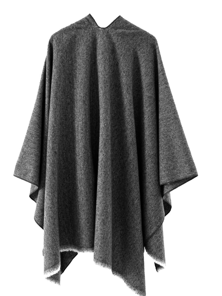 1970s Raw Edge Solid Belted Poncho — 1970s elegance in the palm of her hand