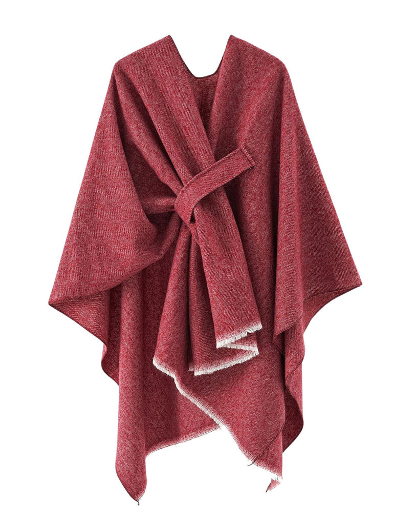 1970s Raw Edge Solid Belted Poncho — the 1970s finishing touch that makes her outfit sing