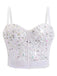 1970s Rhinestone Pearl Spaghetti Strap Corset Top - vintage fashion, retro style