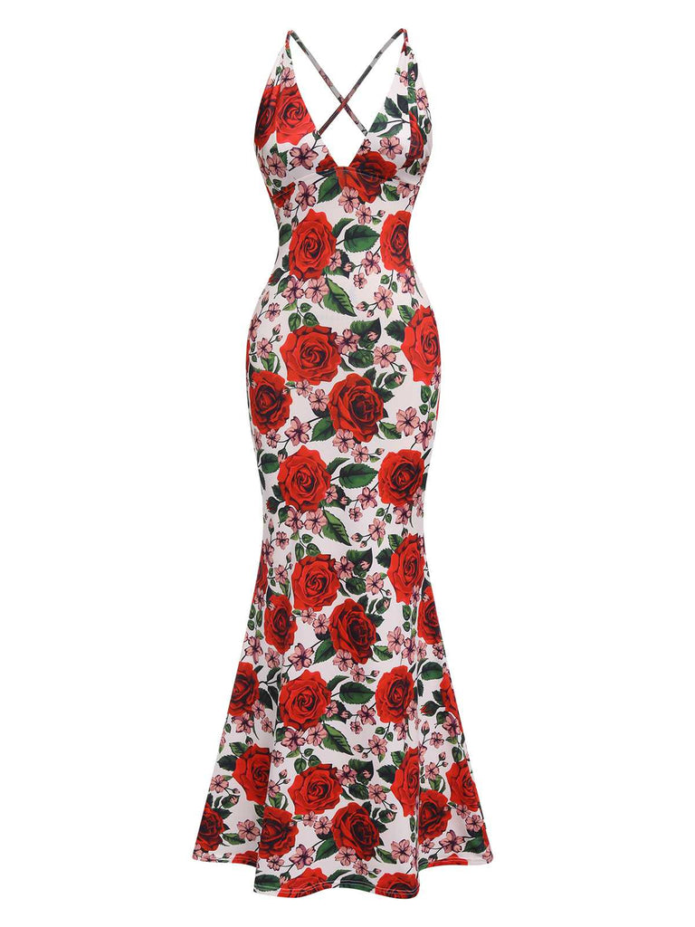 1970s Rose Halter Backless Dress: where 1970s romance meets her modern spirit