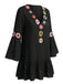1970s Ruffle Embroidery Floral V-Neck Cover-Up - bohemian cover up, beach wear for vintage lovers