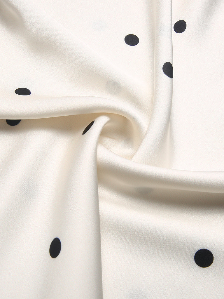 1970s Satin Polka Dot Lace Silk Nightdress, vintage dress, retro fashion, lace detail - perfect for women who love vintage and retro fashion