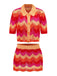 2PCS Multicolor 1970s Knit Cardigan & High-Waist Skirt - vintage skirt, retro style