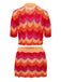 2PCS Multicolor 1970s Knit Cardigan & High-Waist Skirt - vintage skirt, retro style