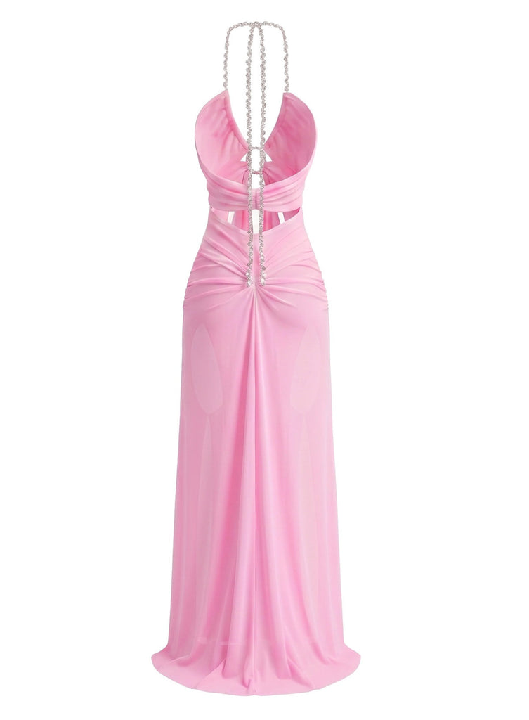 1970s Sleeveless Mesh Halter Maxi Dress, vintage dress, retro fashion - perfect for women who love vintage and retro fashion